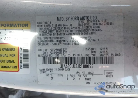 2018 Ford Fusion Hybrid Se from USA, damaged, VIN 3FA6P0LU3JR188055